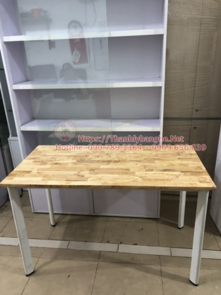 Thanh lý bàn làm việc mặt gỗ ghép chân oval cũ