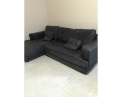 Thanh lý sofa da thật màu đen L giá rẻ